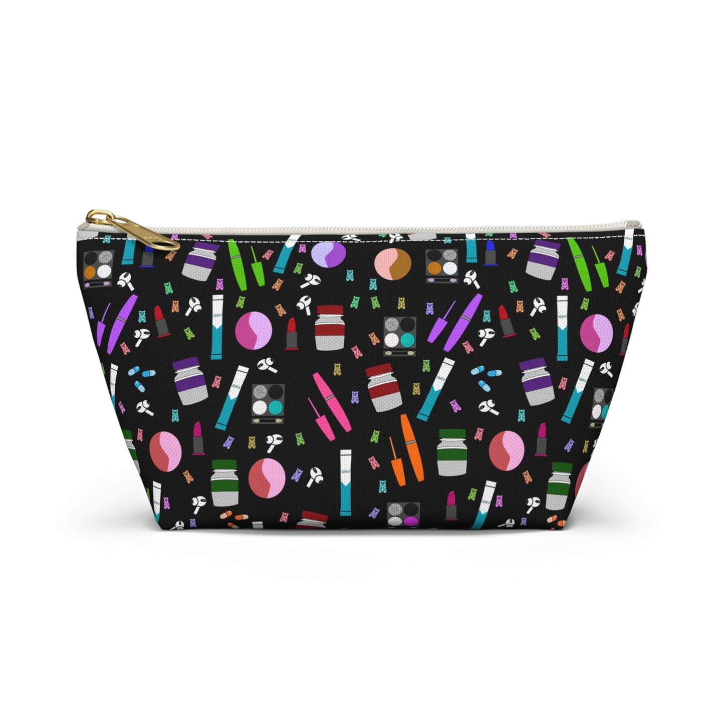 Black Skate Bout Day Pouch, Makeup Bag, Travel Organizer, Holiday Gift, Fashion Pouch, Kid's Gift, Fun Clutch