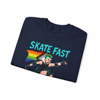 Skater Punk Sweatshirt with Progressive Pride Flag Cape - Crewneck