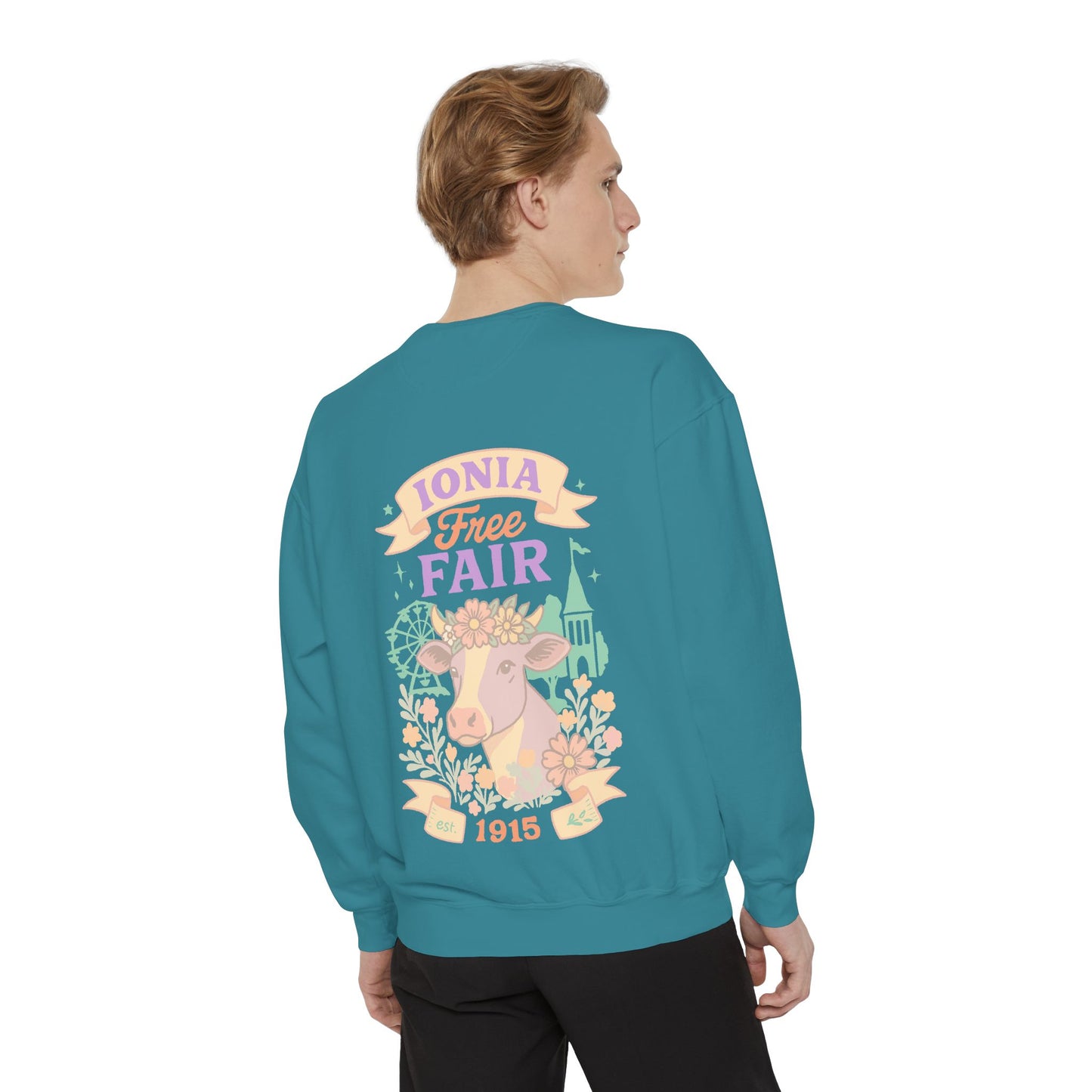 Ionia Fair Unisex Garment-Dyed Sweatshirt, Cozy Sweatshirt, Graphic Sweatshirt, Festival Attire, Vintage Feel, Gift for Fair Lovers