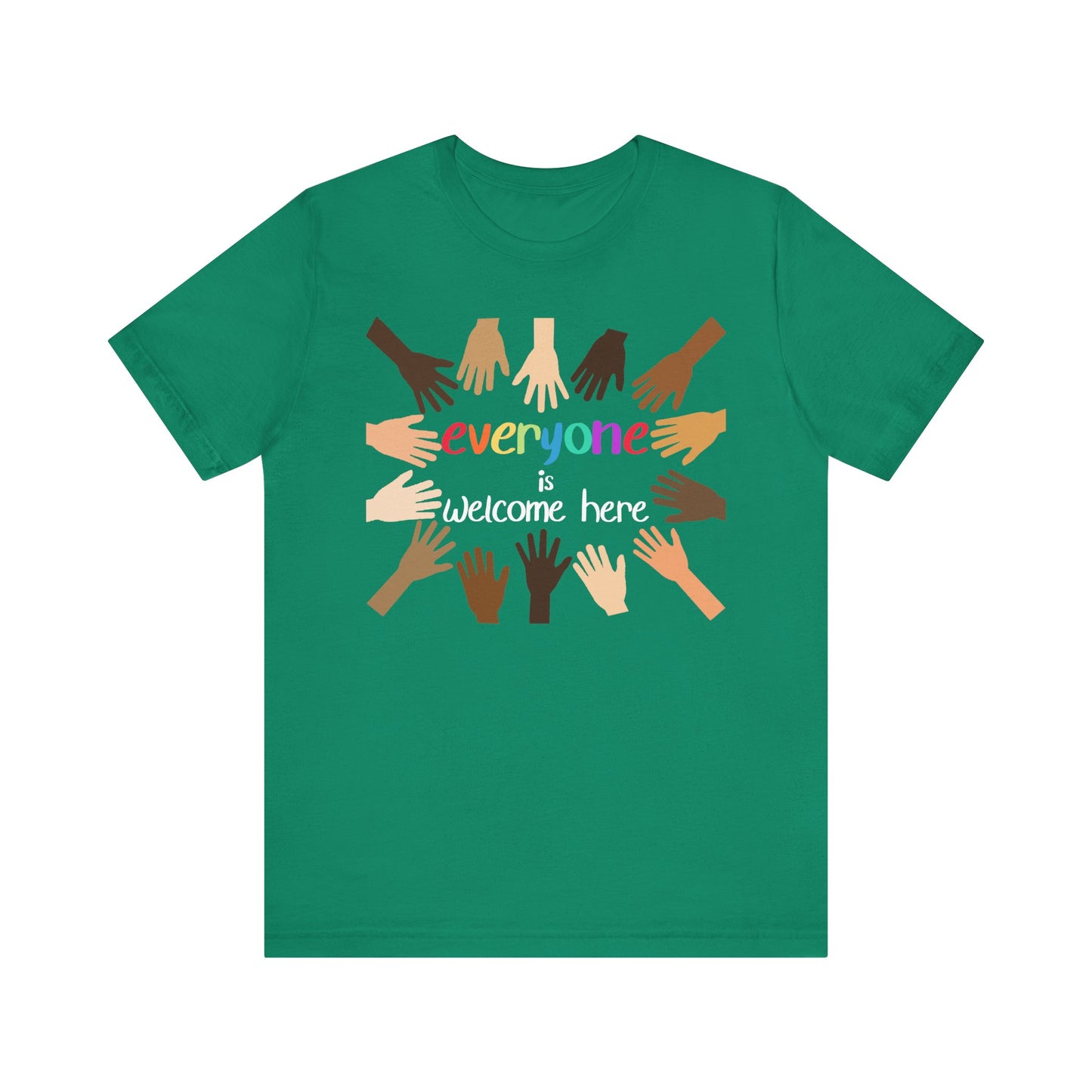 Inclusive Hands T-Shirt | Everyone is Welcome Here | Unisex Jersey Tee for Community Events, Awareness Campaigns, Gifts