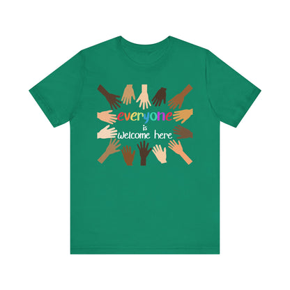 Inclusive Hands T-Shirt | Everyone is Welcome Here | Unisex Jersey Tee for Community Events, Awareness Campaigns, Gifts