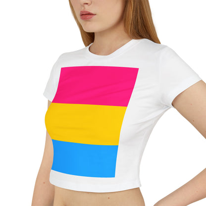 Pansexual Pride Colors Baby Tee, Feminist T-Shirt, LGBTQ+ Awareness Top, Casual Summer Tee, Gift for Pride Month, Cute Crop Top