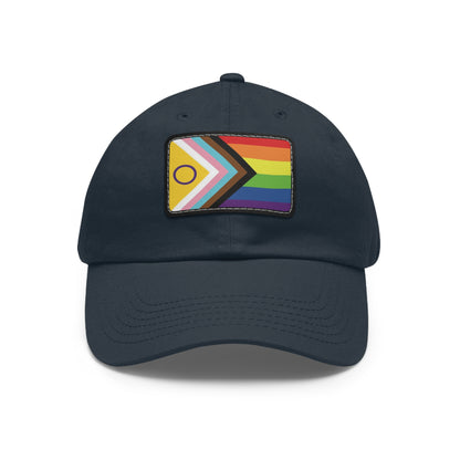 Inclusive Gay Pride Dad Hat with Leather Patch, Pride Hat, LGBTQ+ Gift, Casual Wear, Adjustable Cap, Summer Sun Hat