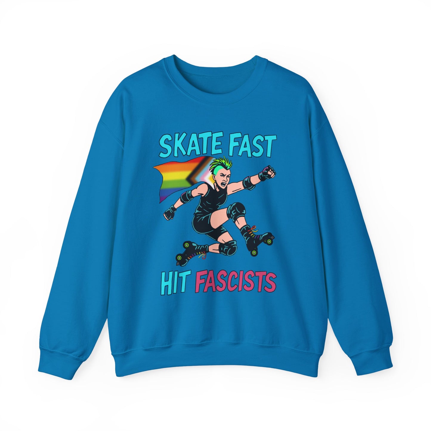 Skater Punk Sweatshirt with Progressive Pride Flag Cape - Crewneck