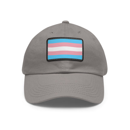 Transgender Pride Dad Hat with Leather Patch, LGBTQ+ Gift, Adjustable Cap, Pride Apparel, Unique Father's Day Gift