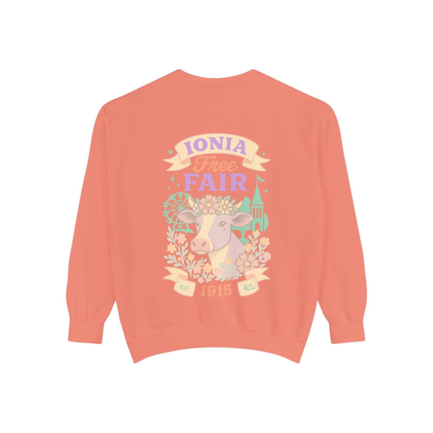 Ionia Fair Unisex Garment-Dyed Sweatshirt, Cozy Sweatshirt, Graphic Sweatshirt, Festival Attire, Vintage Feel, Gift for Fair Lovers