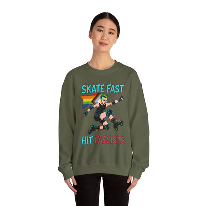Skater Punk Sweatshirt with Progressive Pride Flag Cape - Crewneck