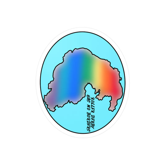 No Borders Colorful Roller Derby Kiss-Cut Vinyl Decals | Fun Stickers for Decor, Gifts, Sports Fans, Skateboarding, LGBTQ+ Pride