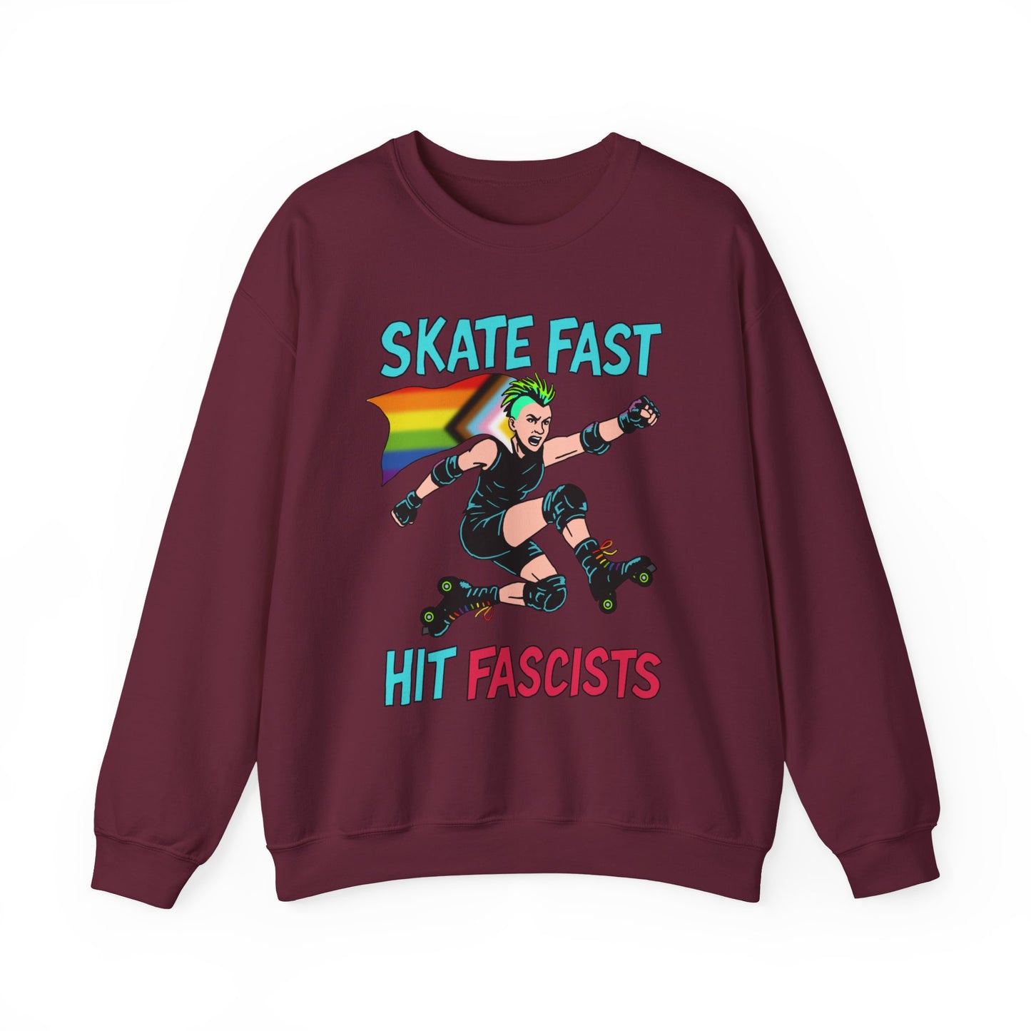 Skater Punk Sweatshirt with Progressive Pride Flag Cape - Crewneck