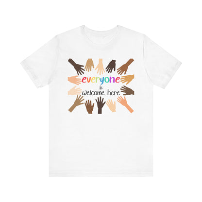 Inclusive Hands T-Shirt | Everyone is Welcome Here | Unisex Jersey Tee for Community Events, Awareness Campaigns, Gifts
