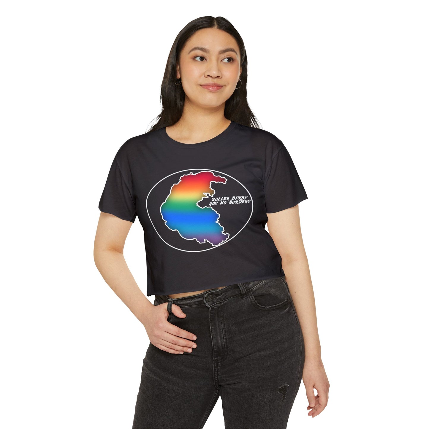 Rainbow Borderless Derby Festival Crop Top - Perfect for Summer Events, Beach Days, Pride Celebrations, Boho Style, Casual Outings