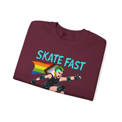 Skater Punk Sweatshirt with Progressive Pride Flag Cape - Crewneck