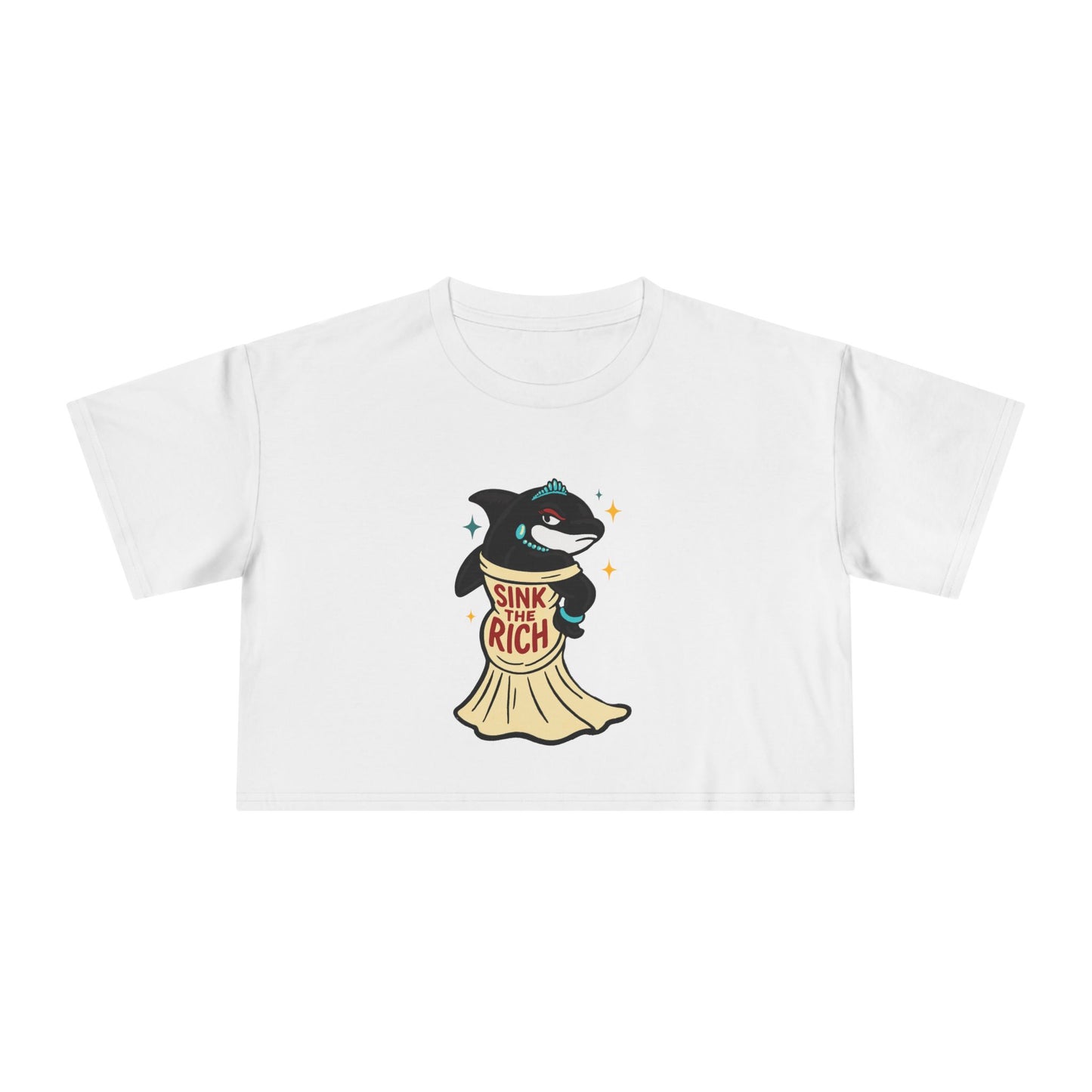 Crop Tee Orca Whale AOC's Met Gala Dress Sink the Rich Women's