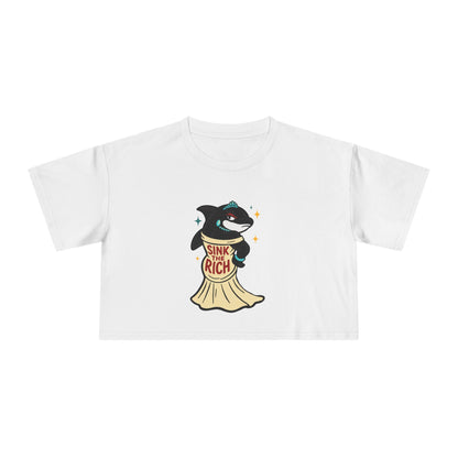 Crop Tee Orca Whale AOC's Met Gala Dress Sink the Rich Women's