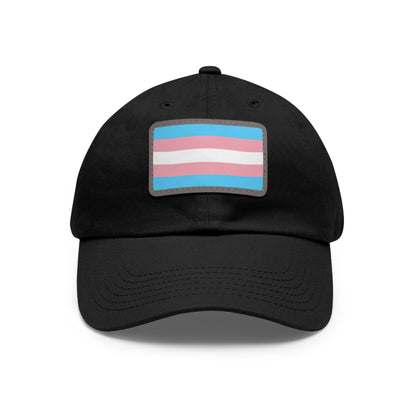 Transgender Pride Dad Hat with Leather Patch, LGBTQ+ Gift, Adjustable Cap, Pride Apparel, Unique Father's Day Gift