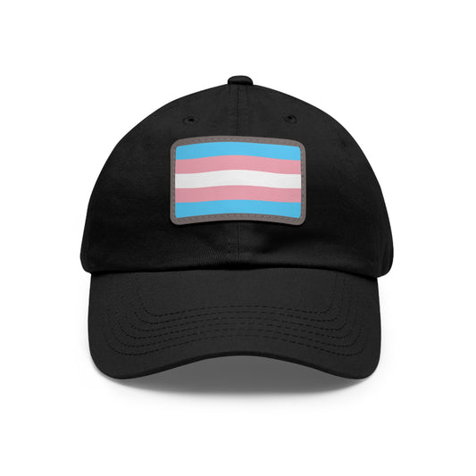 Transgender Pride Dad Hat with Leather Patch, LGBTQ+ Gift, Adjustable Cap, Pride Apparel, Unique Father's Day Gift