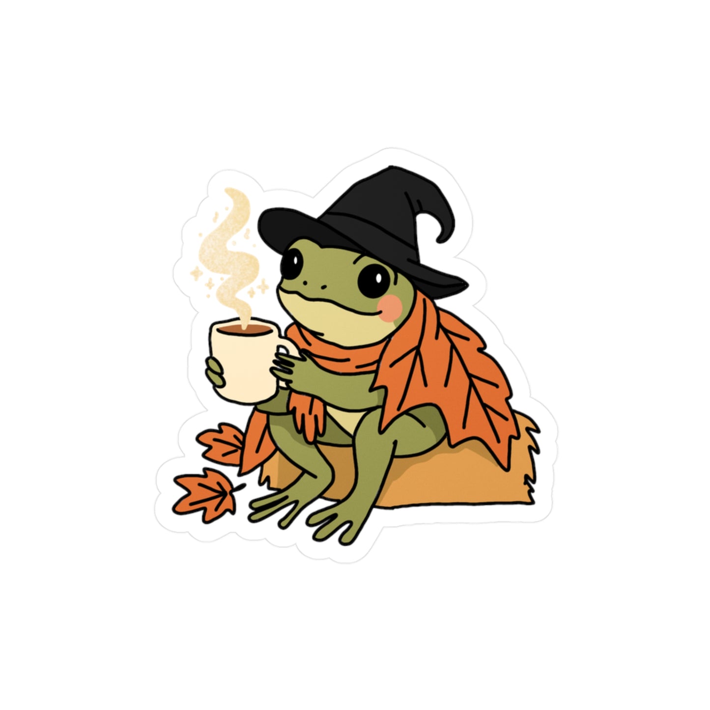 Charming Fall Frog Vinyl Decal - Perfect for Home Decor, Laptop Stickers, Seasonal Gifts, Halloween, Cozy Vibes