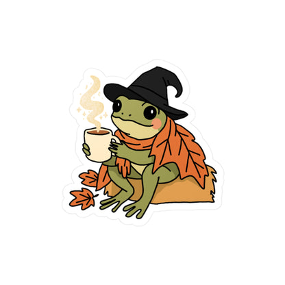Charming Fall Frog Vinyl Decal - Perfect for Home Decor, Laptop Stickers, Seasonal Gifts, Halloween, Cozy Vibes