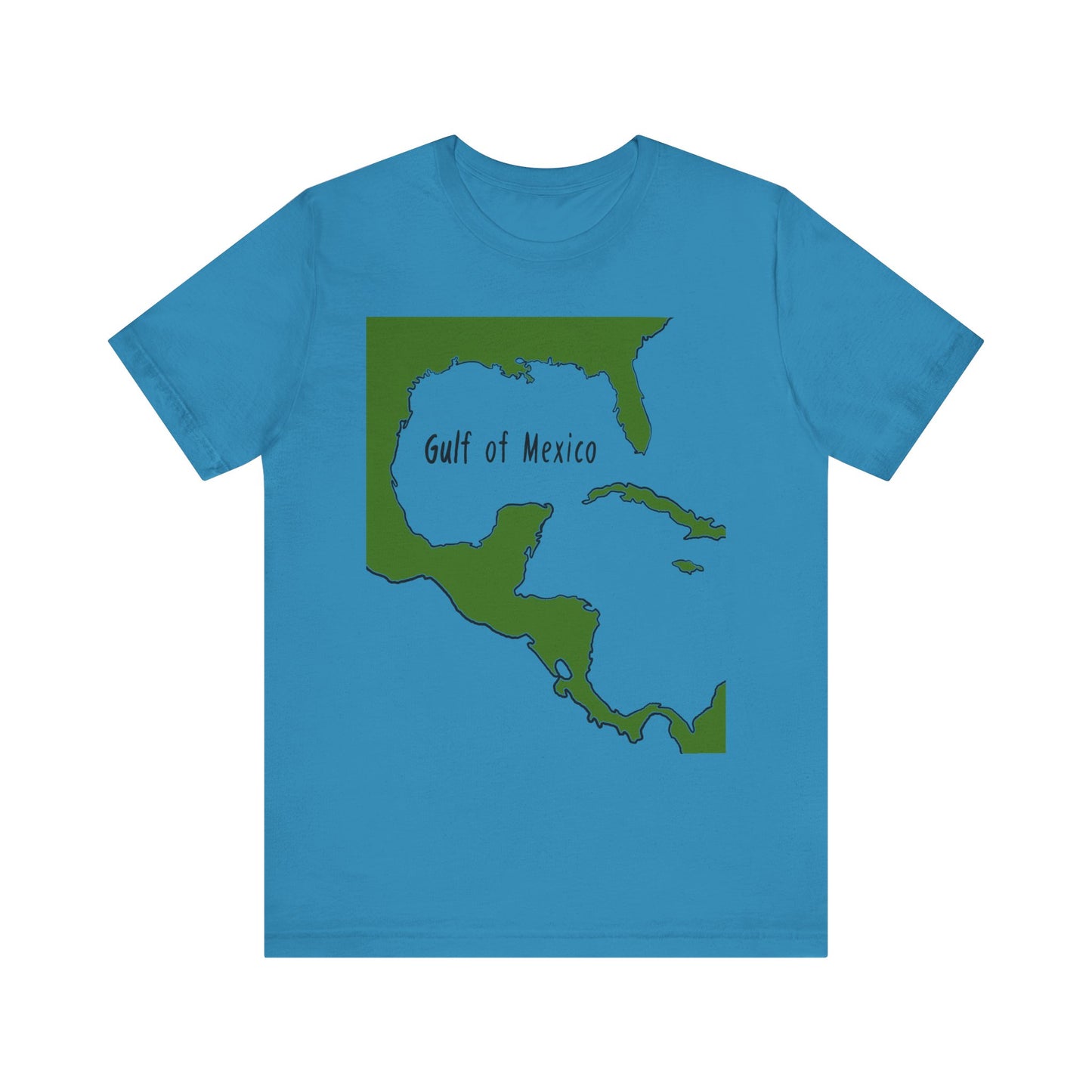 Gulf of Mexico Map Tee, Relaxed Unisex Jersey Shirt, Ocean Lover Gift, Beach Vacation Shirt, Summer Travel Tee, Nautical Apparel