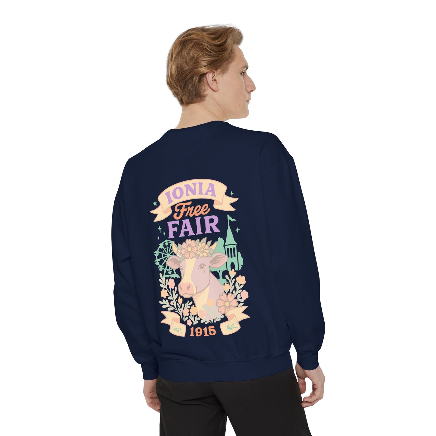 Ionia Fair Unisex Garment-Dyed Sweatshirt, Cozy Sweatshirt, Graphic Sweatshirt, Festival Attire, Vintage Feel, Gift for Fair Lovers