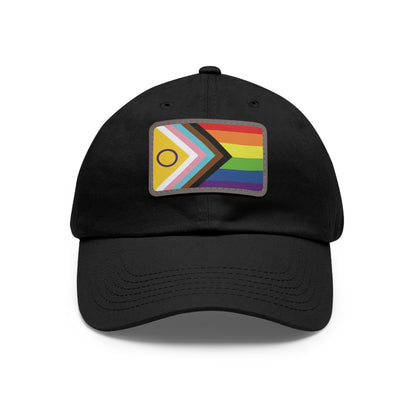 Inclusive Gay Pride Dad Hat with Leather Patch, Pride Hat, LGBTQ+ Gift, Casual Wear, Adjustable Cap, Summer Sun Hat