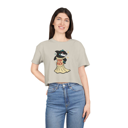 Crop Tee Orca Whale AOC's Met Gala Dress Sink the Rich Women's