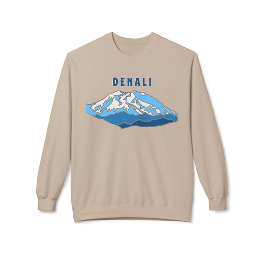 Denali Mountain Crewneck Sweatshirt, Unisex Fleece Sweatshirt, Cozy Winter Apparel, Great for Outdoors, Perfect Gift