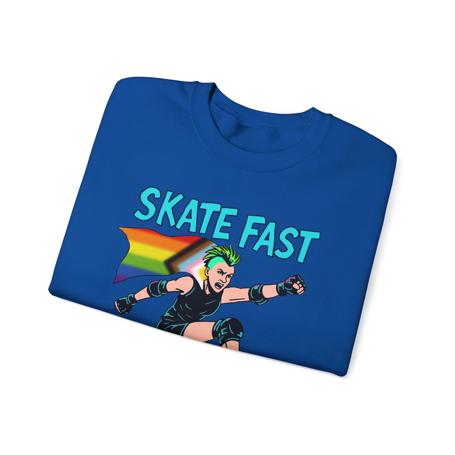 Skater Punk Sweatshirt with Progressive Pride Flag Cape - Crewneck