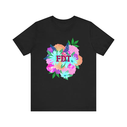 Floral FDT Unisex Tee | Vibrant Summer Shirt, Stylish Casual Wear, Gift for Her, Birthday Tee, Floral Graphic Tee
