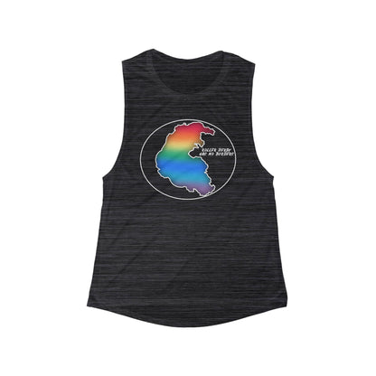 Roller Derby Has No Borders Rainbow Graphic Women's Flowy Tank, Summer Outfit, LGBTQ+ Pride Top, Activewear, Beach Style, Festival Wear