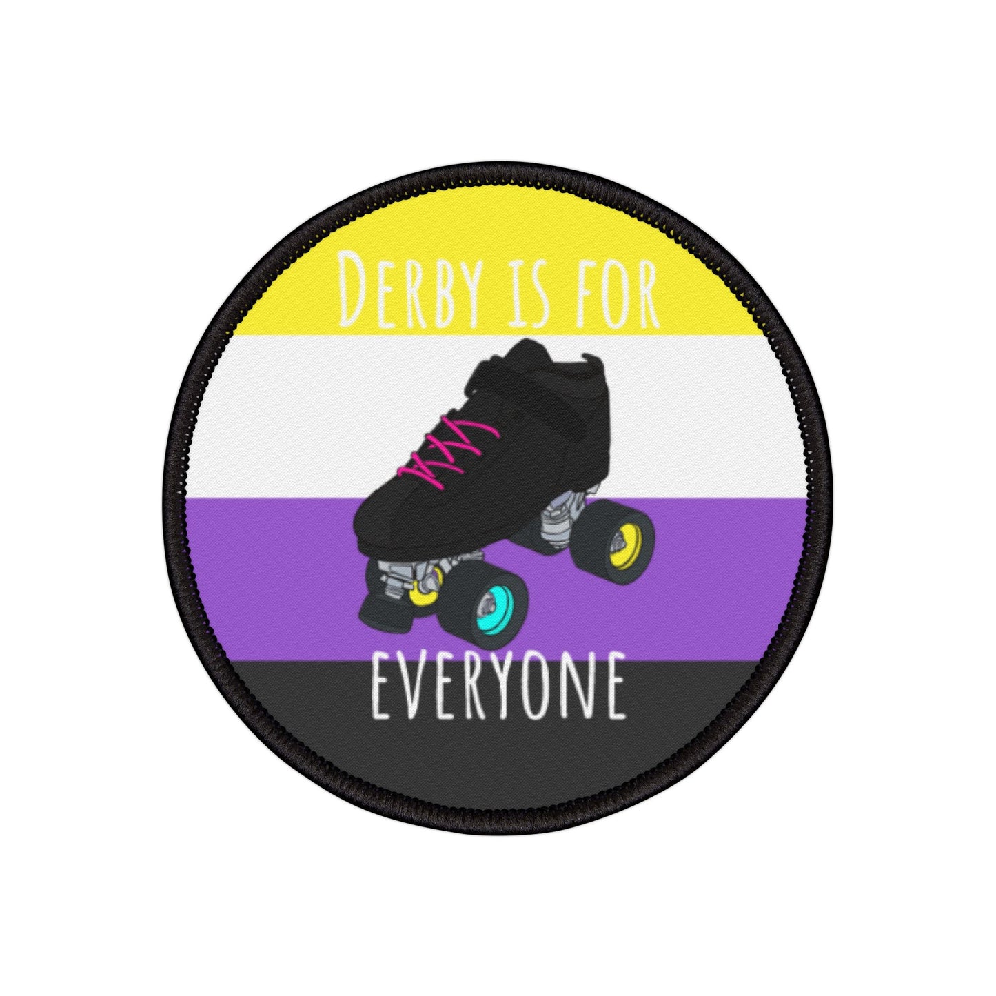 Non-Binary Derby Iron-On Patches, LGBTQ+ Roller Skating, Fun Patches for Jackets, Gear Accessories, Gift for Skaters, Pride Support