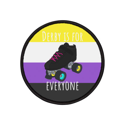 Non-Binary Derby Iron-On Patches, LGBTQ+ Roller Skating, Fun Patches for Jackets, Gear Accessories, Gift for Skaters, Pride Support