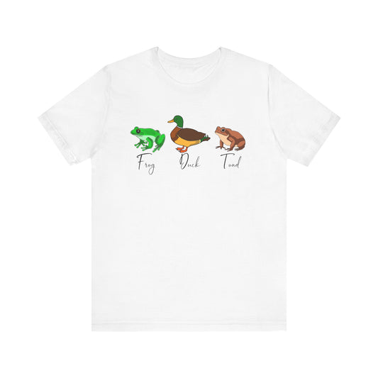 FDT- Frog Duck Toad Tee - Unisex Jersey Short Sleeve Shirt for Nature Lovers, Perfect for Gifts, Animal Lovers, Earth Day, Casual Wear