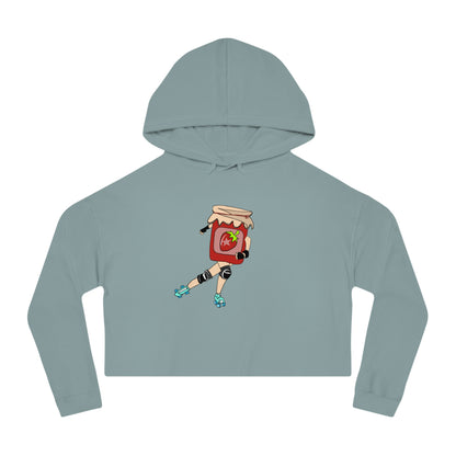 Strawberry Jammer Women Cropped Hooded Sweatshirt