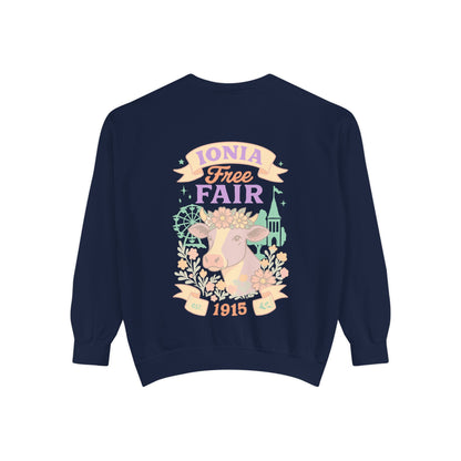 Ionia Fair Unisex Garment-Dyed Sweatshirt, Cozy Sweatshirt, Graphic Sweatshirt, Festival Attire, Vintage Feel, Gift for Fair Lovers