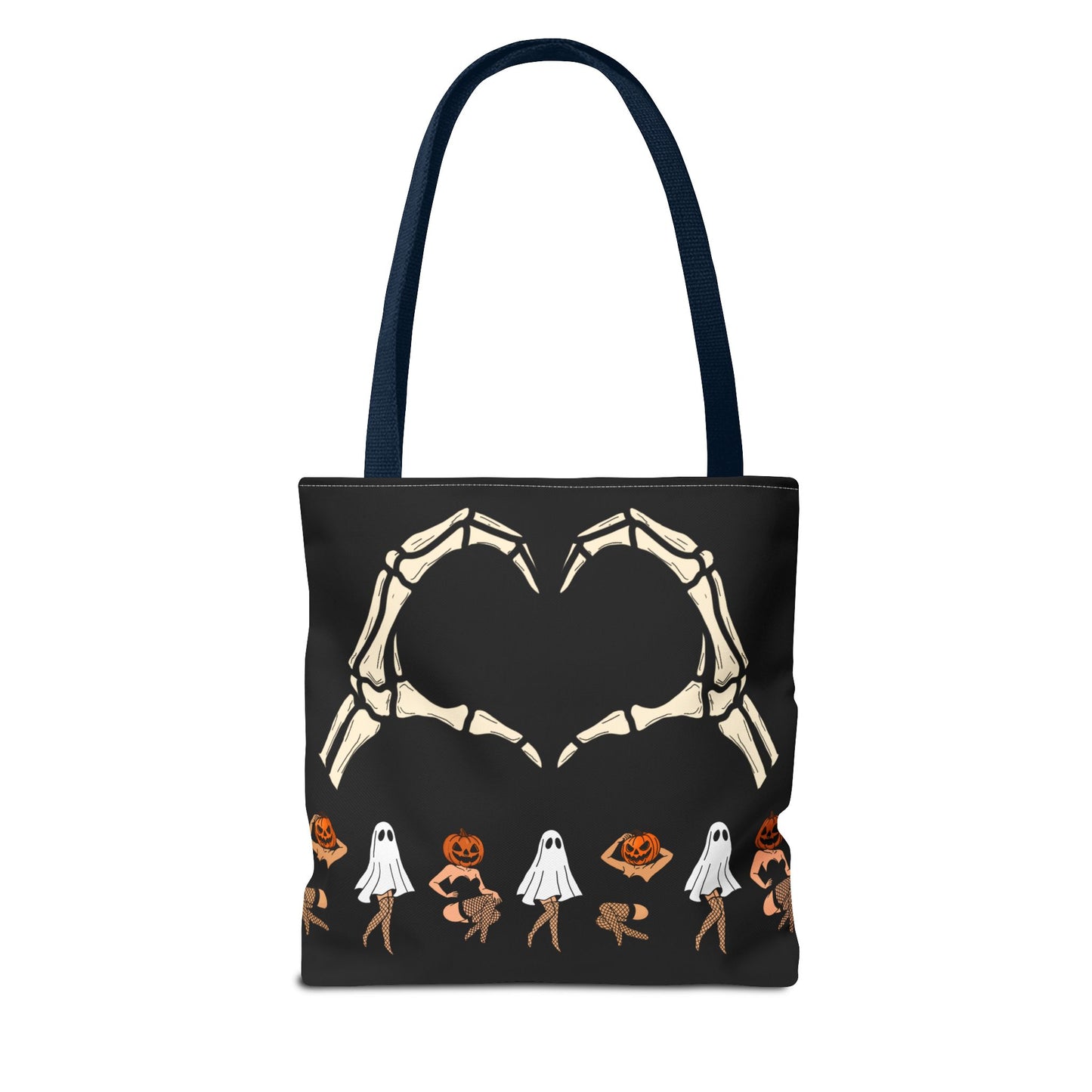 Halloween Skeleton Love Tote Bag, Spooky Tote, Ghost and Pumpkin Bag, Trick or Treat, Fall Fashion Accessory